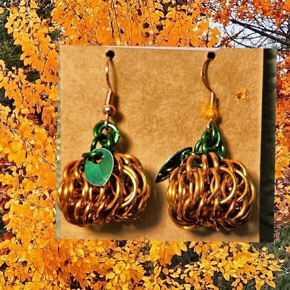 Pumpkin Earrings Lightweight (E20) - Picture 1 of 6